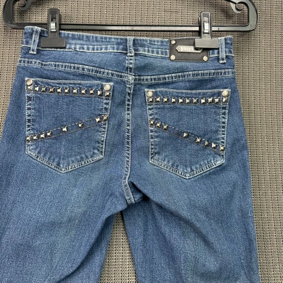Tru Luxe Womens Studded Bootcut Jeans Size 10 Blue Denim - Picture 2 of 13